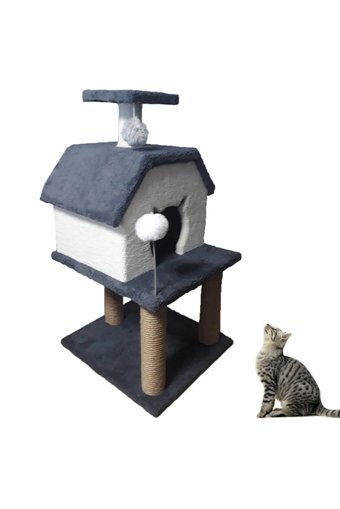 Patiderm Kare İç Mekan Kedi Evi Beyaz-Gri