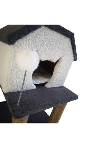 Patiderm Kare İç Mekan Kedi Evi Beyaz-Gri