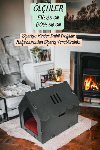 Pandogo Dikdörtgen İç Mekan Kedi Evi Gri