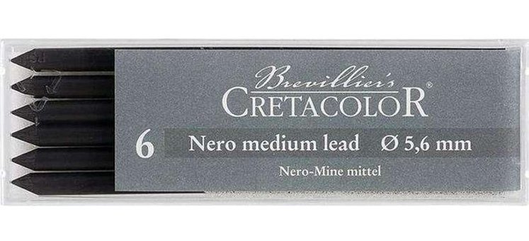 Cretacolor Nero Medium 5.6 mm 6'lı Siyah Kalem Ucu 1 Adet