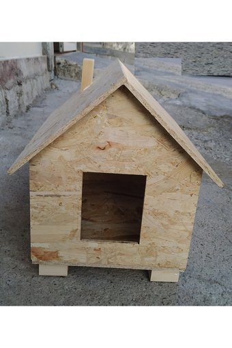 Acousticworld Bacalı Kare Su Geçirmez Dış Mekan Kedi Evi Ahşap Rengi
