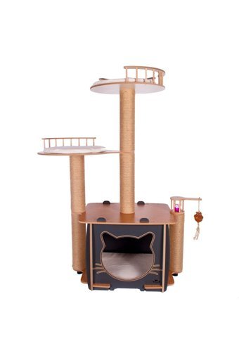Patihomes Happy Kare İç Mekan Kedi Evi Siyah