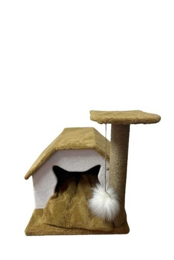 Patieviatölyesi Kare İç Mekan Kedi Evi Beyaz-Mavi