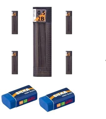 Tombow 2B 0.5 mm 12'li Siyah Kalem Ucu 5 Adet + Silgi