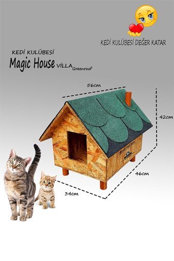 Kedigram Dikdörtgen Dış Mekan Kedi Evi Ahşap Rengi
