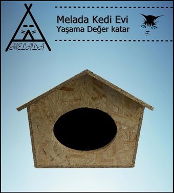 Melada 40x35x30 cm Dikdörtgen Su Geçirmez Dış Mekan Kedi Evi Ahşap Rengi
