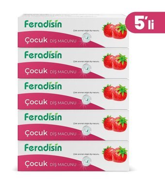 Feradisin Çilekli Organik Florürsüz Diş Macunu 5x90 ml