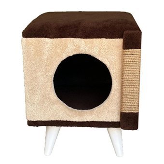 Lly LLY-PF02 Kare İç Mekan Kedi Evi Kahverengi-Krem