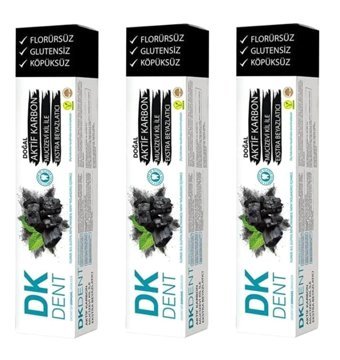 Dkdent Aktif Karbonlu Organik Florürsüz Diş Macunu 3x75 ml