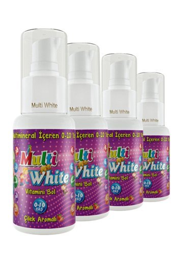 Multi White Multivitamin Ve Multimineral Çilekli Organik Florürsüz 0-10 Yaş Çocuk Diş Macunu 4x50 ml