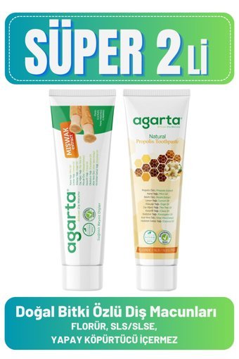 Agarta Set Karışık Organik Florürsüz Diş Macunu 2x100 ml