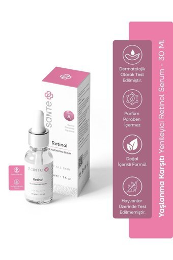 Santeplus Retinollü Yüz Dolgunlaştıran Canlandırıcı Yaşlanma Kırışıklık Karşıtı Jel Yüz Serumu 30 ml