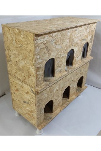 Kumsshop Çoklu Dikdörtgen 2 Katlı Su Geçirmez Dış Mekan-İç Mekan Kedi Evi Ahşap Rengi