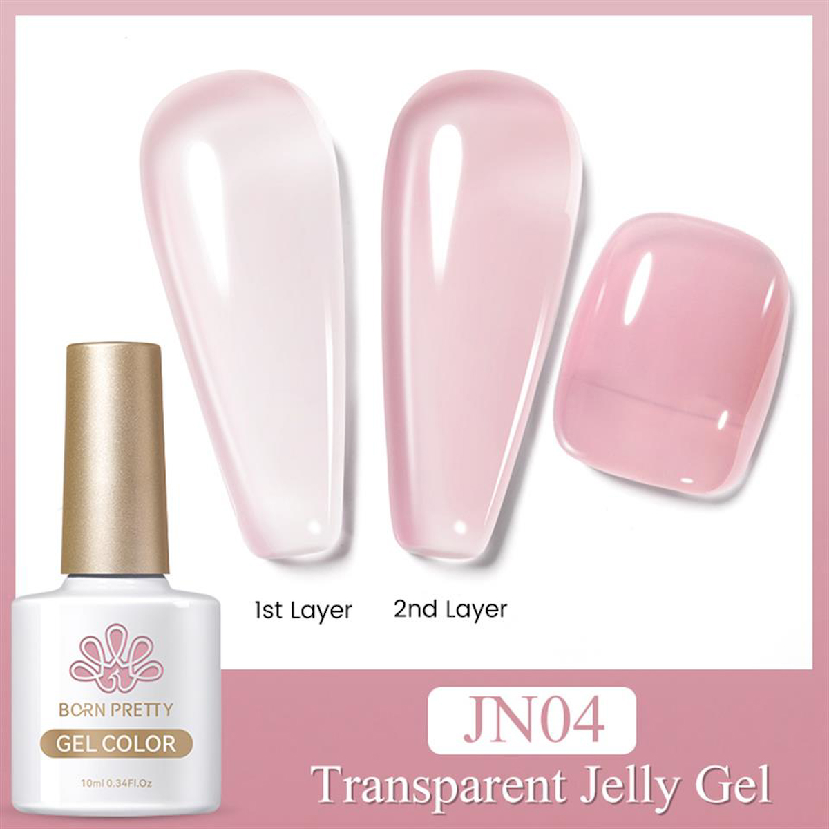 Born Pretty JN04 Pembe Parlak Kalıcı Oje
