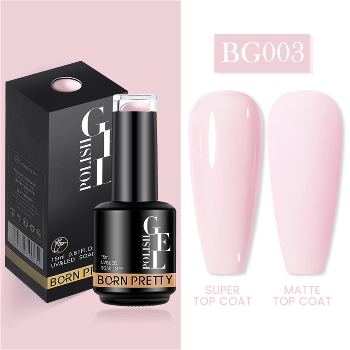 Born Pretty BG003 Pembe Parlak Kalıcı Oje