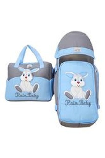 Rain Baby Tavşan Taşıma Askılı Portbebe+Bakım Çantası Gri-Mavi