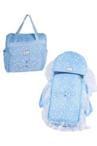 Rain Baby Tütülü Taşıma Askılı Portbebe+Bakım Çantası Mavi