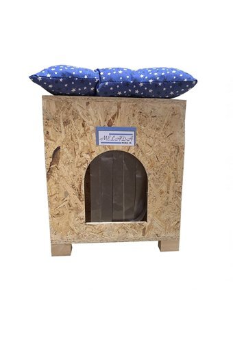 Melada Mobilya 41x41x36 cm Dikdörtgen Su Geçirmez Dış Mekan Kedi Evi Ahşap Rengi