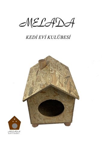Melada Mobilya Dikdörtgen Su Geçirmez Dış Mekan Çatılı Kedi Evi Ahşap Rengi