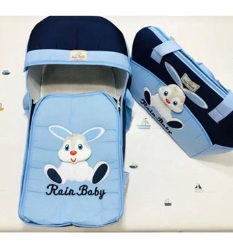 Rain Baby Lüx Taşıma Askılı Portbebe+Bakım Çantası Lacivert-Mavi