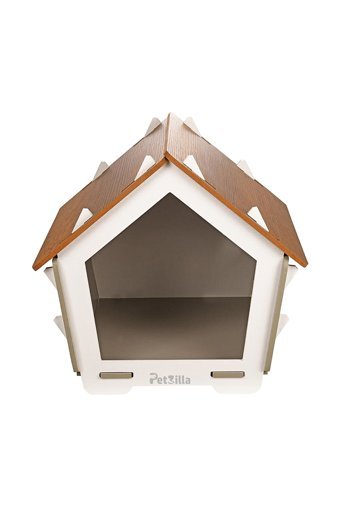 Petzilla Dikdörtgen Dış Mekan Kedi Evi Ahşap Rengi-Beyaz