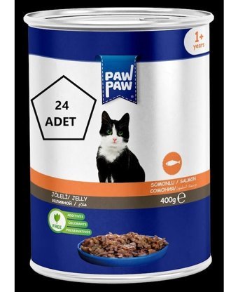 Paw Paw Somonlu Jöleli Yaş Kedi Maması 24x400 gr