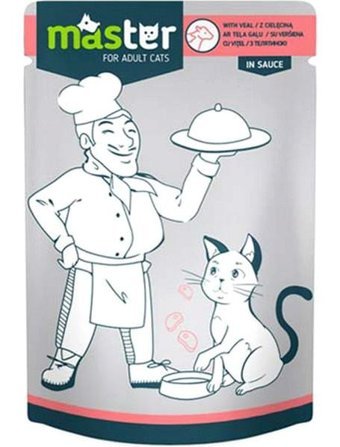 Master Pouch Dana Eti Parça Etli-Soslu Yaş Kedi Maması 6x80 gr