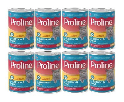 Proline Alabalık-Somonlu Parça Etli-Soslu Yaş Kedi Maması 8x400 gr