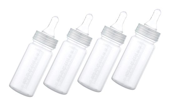 Abaodam Plastik Yavaş Akışlı 0-3 Ay Şeffaf Damaklı Biberon Seti 4x100 ml