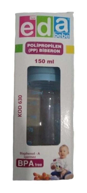 Eda Baby Polipropilen Yavaş Akışlı 0-6 Ay Mavi Damaklı Biberon Seti 150 ml