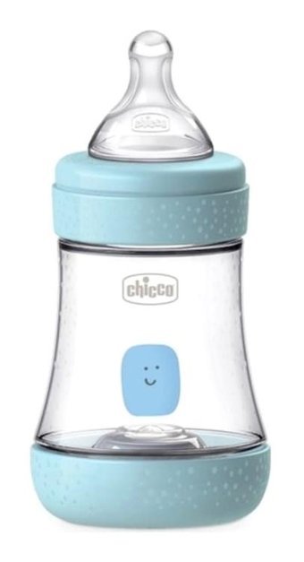 Chicco P5 Polipropilen 2+ Ay Desenli Mavi Damaklı Biberon Seti 150 ml
