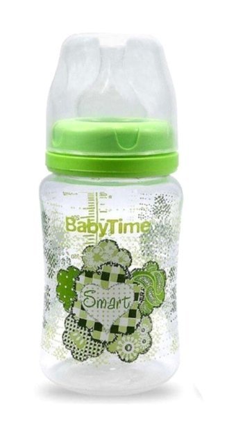 Babytime Bt075 Polipropilen Yavaş Akışlı 0-18 Ay Desenli Yeşil Damaklı Biberon Seti 250 ml