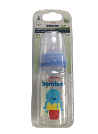 Bambino B026 Polipropilen Yavaş Akışlı 0-6 Ay Desenli Mavi Damaklı Biberon Seti 150 ml