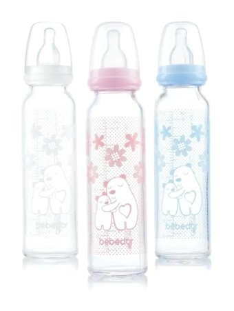 Bebedor 41302 Cam Antikolik Yavaş Akışlı 0-6 Ay Çok Renkli Damaklı Biberon Seti 240 ml