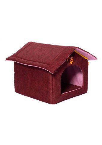 Bebebebek 40x40x40 cm Dikdörtgen Su Geçirmez Dış Mekan-İç Mekan Kedi Evi Bordo