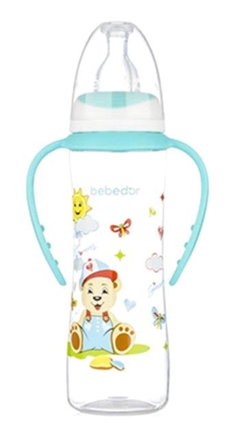 Bebedor Polipropilen Kulplu 3+ Ay Desenli Turkuaz Damaklı Biberon Seti 250 ml