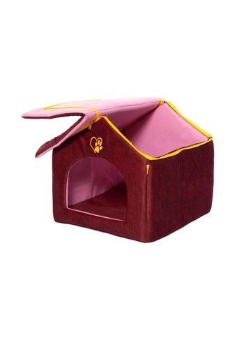 Bebebebek 40x40x40 cm Dikdörtgen Su Geçirmez Dış Mekan-İç Mekan Kedi Evi Bordo