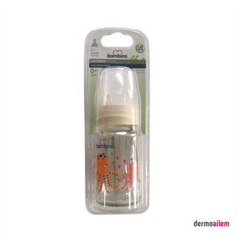 Bambino B011 Cam Yenidoğan Yavaş Akışlı 0-6 Ay Desenli Krem Damaklı Biberon Seti 125 ml