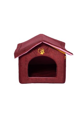 Bebebebek 40x40x40 cm Dikdörtgen Su Geçirmez Dış Mekan-İç Mekan Kedi Evi Bordo