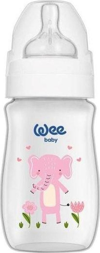Wee Baby Klasik Polipropilen Antikolik Yavaş Akışlı 0-6 Ay Desenli Pembe Damaklı Biberon Seti 250 ml