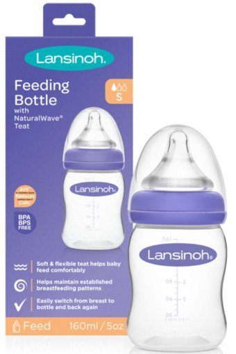 Lansinoh 75980 Polipropilen Yavaş Akışlı 0+ Ay Lila Damaklı Biberon Seti 160 ml