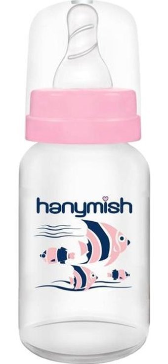 Hanymish 431 Polipropilen Yenidoğan Yavaş Akışlı 0+ Ay Desenli Pembe Damaklı Biberon Seti 125 ml