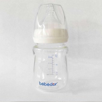 Bebedor 50301 Cam Gaz Yapmayan Antikolik Yavaş Akışlı 0-6 Ay Krem Damaklı Biberon Seti 120 ml