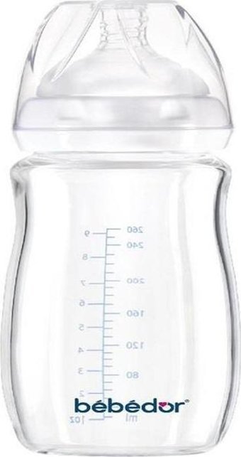 Bebedor 51301 Cam Gaz Yapmayan Antikolik 3+ Ay Şeffaf Damaklı Biberon Seti 260 ml