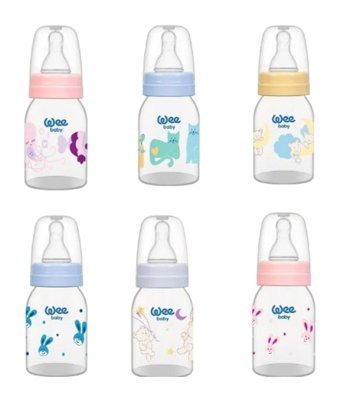 Wee Baby 851 Polipropilen Yavaş Akışlı 0-6 Ay Desenli Çok Renkli Damaklı Biberon Seti 125 ml