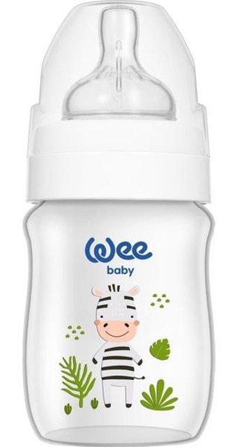 Wee Baby Safari Polipropilen Gaz Yapmayan Antikolik Yenidoğan Yavaş Akışlı Kulplu 0-6 Ay Desenli Gri Damaklı Biberon Seti 150 ml