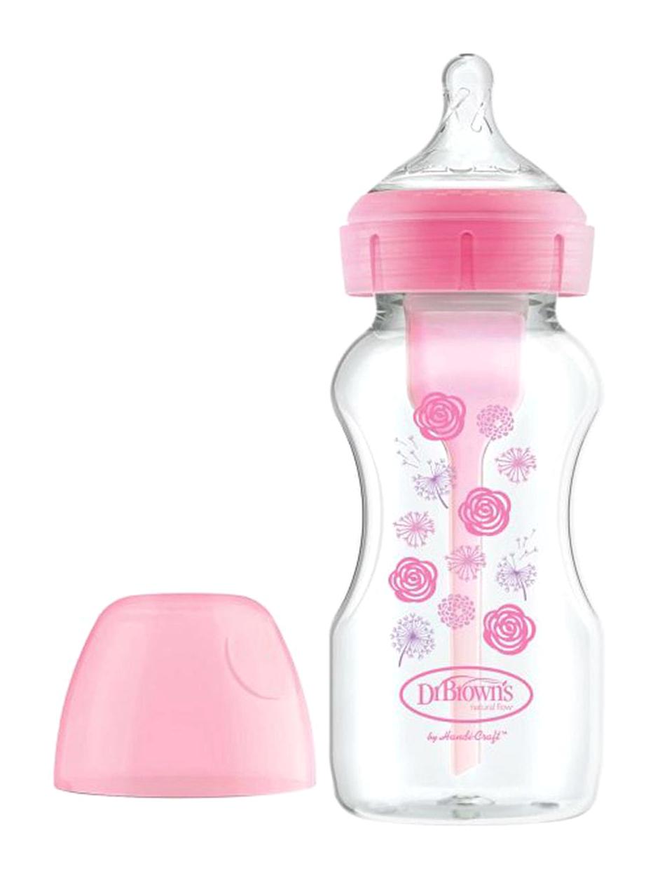 Dr.Brown's Polipropilen Gaz Yapmayan Antikolik Yenidoğan Yavaş Akışlı 0+ Ay Desenli Pembe Damaklı Biberon Seti 270 ml