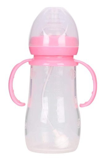 NestNiche Polipropilen Yavaş Akışlı Kulplu 6+ Ay Pembe Damaklı Biberon Seti 240 ml