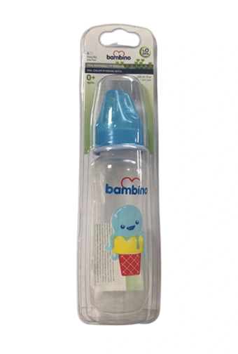 Bambino B0026 Polipropilen Yavaş Akışlı 0+ Ay Desenli Mavi Damaklı Biberon Seti 250 ml