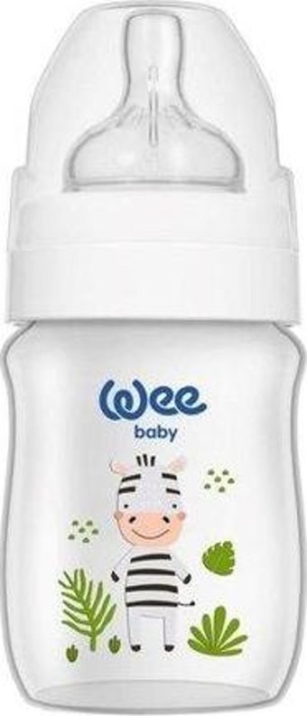 Wee Baby Klasik Polipropilen Antikolik Yavaş Akışlı 0-6 Ay Desenli Gri Damaklı Biberon Seti 150 ml
